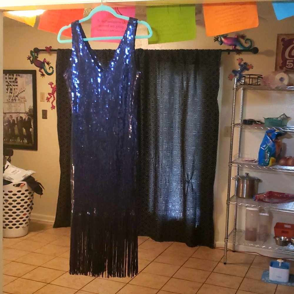 Blue sequin cocktail dress Size M